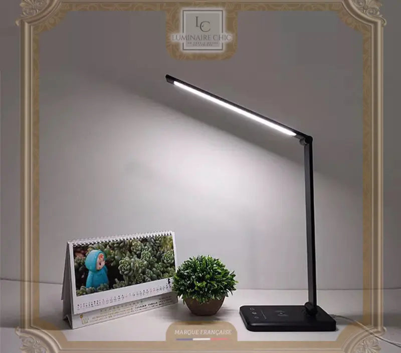 Lampe de bureau sans fil LED Move ABS, silicone noir hauteur 400