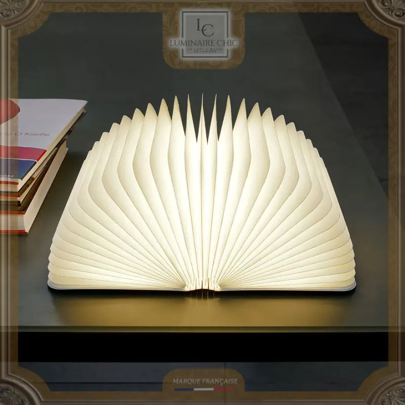 Lampe de chevet pliable et magnétique en forme de livre en bois