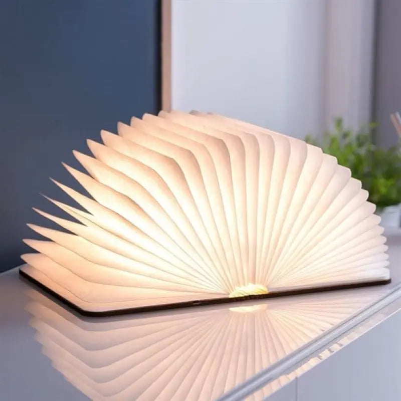 Lampe de chevet pliable et magnétique en forme de livre en bois