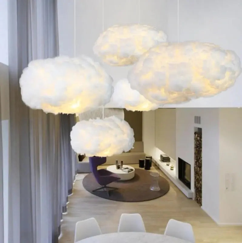 Suspension luminaire moderne en forme de nuage, en coton blanc