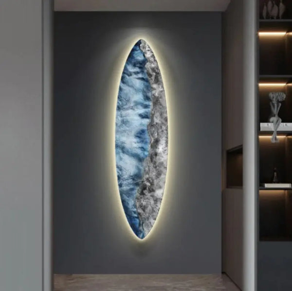Tableau mural lumineux ovale en aluminium au design moderne et artisti –  Luminaire chic : Luminaires et Suspensions haut de gamme
