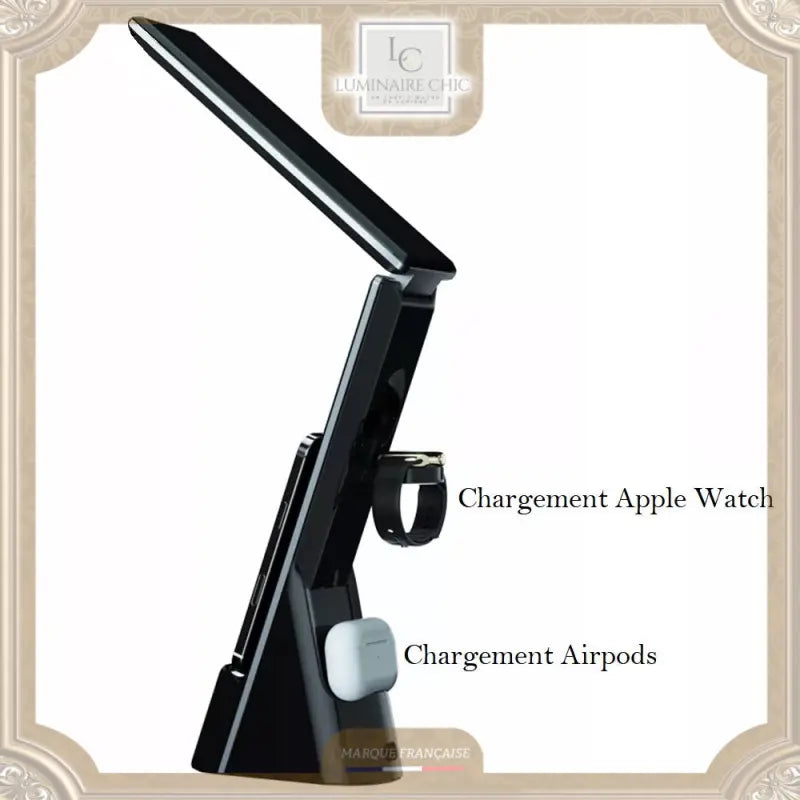 Lampe De Bureau Pliable Avec Chargeur Sans Fil Pour Téléphone Airpods Et Apple Watch