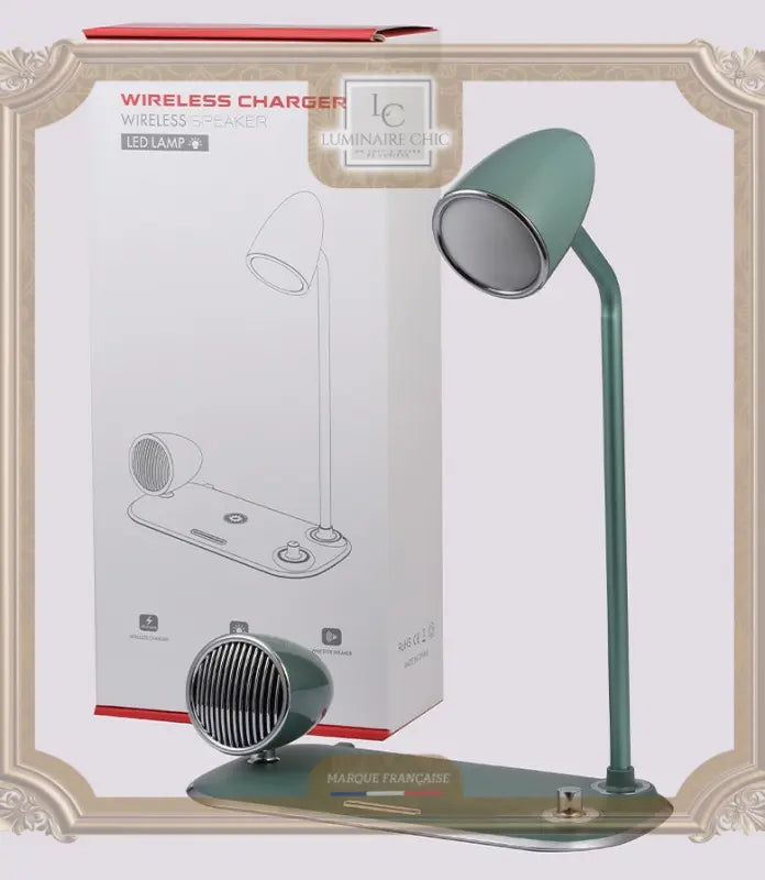 Lampe De Chevet Rétro Avec Enceinte Bluetooth Et Chargeur Sans Fil